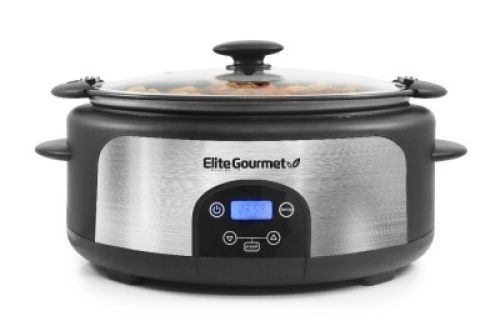 Elite Platinum MST-610DT 6Qt. Programmable Stainless Steel Slow Cooker with Locking Lid - E-Comm Return, Appears New&nbsp;