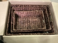 Set of 3 Wicker Baskets w/ Lids