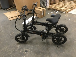 Lot of (2) Foldable Electric Bikes. One is in Good Working Condition with Keys and Charger. The other one appears to be in new condition but is missing keys and charger. Same charger can be used for both. Keys are not the same