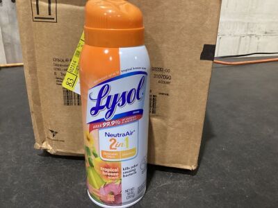 Case of (5) Lysol Disinfectant Spray, Neutra Air 2 in 1, Tropical Scent