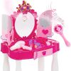 Kids Princess Vanity Mirror w/ AUX Cable, Wand, Hairdryer, Accessories 