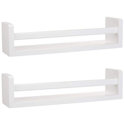  Lot of (2) Wood Floating Wall Shelves, Set of 2 