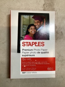 Lot of 2 Staples Premium Photo Paper, Gloss, 4" x 6",  60 Ct.