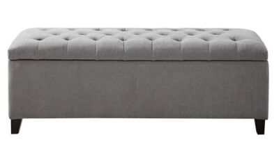 Olliix by Madison Park Grey Shandra Tufted Top Storage Bench