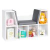 6-Cubbie Kids Bookcase Furniture Accent w/ Cushioned Reading Nook 