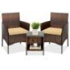 3-Piece Outdoor Patio Wicker Bistro Set w/ Side Storage Table&nbsp;