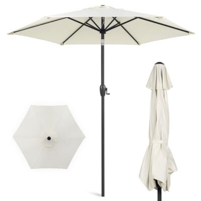 Outdoor Market Patio Umbrella w/ Push Button Tilt, Crank Lift - 7.5ft 