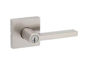 Lot of (2) Kwikset Halifax Square Satin Nickel Keyed Entry Door Lever Featuring SmartKey Security