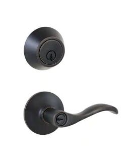 Defiant Naples Aged Bronze Entry Handle and Single Cylinder Deadbolt Combo Pack