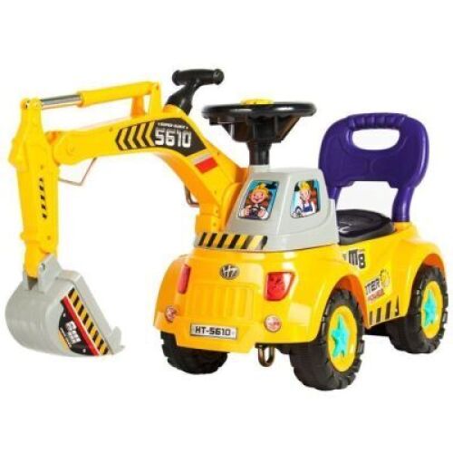 Kids Excavator Ride-On, Foot-to-Floor Construction Toy Truck w/ Garden Set&nbsp;