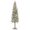 Pre-Lit Snow Flocked Alpine Slim Pencil Christmas Tree w/ LED Lights, Stand