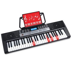 54-Key Beginners Electronic Keyboard Piano Set w/ Lighted Keys, LCD Screen 