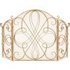 3-Panel Wrought Iron Metal Fireplace Screen Cover w/ Scroll Design - 55x33in 