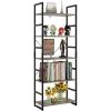 Homfa 5-Tier Free Standing Tall Bookshelf with Black Metal Frame, Gray Finish