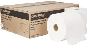 Coastwide Professional™ Hardwound Paper Towel, 1-Ply, White, 800'/Roll, 6 Rolls/Carton