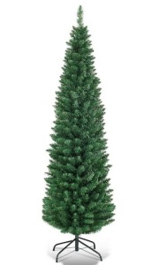 5 ft. PVC Unlit Artificial Slim Pencil Christmas Tree with Stand