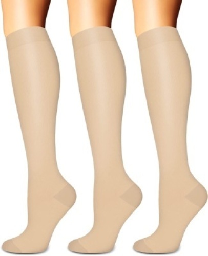 Compression Socks, S/M, Nude Color, 3 Pairs
