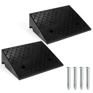 6" Rubber Car Curb Ramps for Vehicle Wheelchair Ramp w/ 4 Expansion Bolts, 2 pc