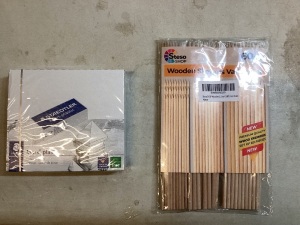 Lot of Office Supplies - 20 Pk Mars Plastic Erasers, Steso Wooden Skewers 60 Ct., 2 Ct. Yoobi Journal, 5.2" x 8.5" in, 80 Sheets/Each, Lined Paper Pad, 8 Ct. Paper Mate InkJoy Ballpoint Pens, 3 Ct. Legal Pads, Clip Board