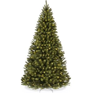 9ft Pre-Lit Artificial Spruce Christmas Tree w/ Foldable Metal Base 