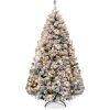 7.5ft Pre-Lit Snow Flocked Artificial Pine Christmas Tree w/ Warm White Lights