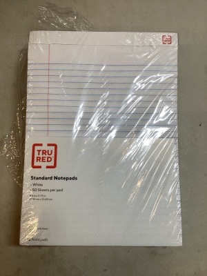 Set of 12 Tru Red Notepads, Wide Ruled, 8.5" x 11.75", 50 Sheets/Pad