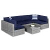 7-Piece Modular Wicker Sectional Conversation Set w/ 2 Pillows, Cover 