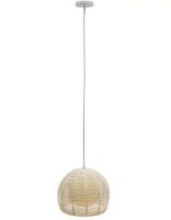 1-Light Biege Hand-Made Hemp Rope Woven Pendant Light with Adjustable Cord