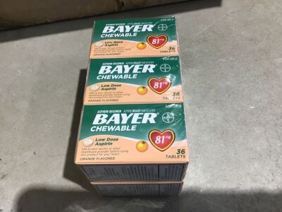 Case of Bayer Chewable Low Dose Aspirin, 81 mg, 36 Tablets