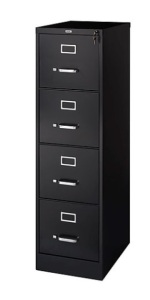 Staples 4-Drawer Vertical File Cabinet, Locking, Letter, Black, 22"D