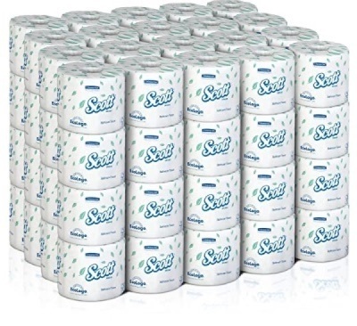 Kimberly-Clark 04460 White Scott 2-Ply Standard Roll Bath Tissue, 4" W x 4.1' L (Pack of 80)