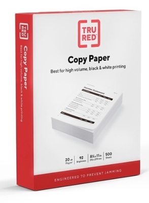 TRU RED™ 8.5" x 11" Copy Paper, 20 lbs., 92 Brightness, 500 Sheets/Ream, Water Damage To Box ONLY, Paper Undamaged