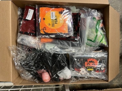 Large Box of Halloween Decor & Party Supplies