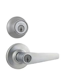 Kwikset Delta Satin Chrome Exterior Combo Pack Door Knob Featuring SmartKey Security