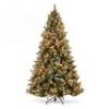 Pre-Lit Christmas Pine Tree w/ Pine Cones, Flocked Branch Tips, Berries