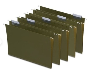 Staples Hanging File Folder, 5-Tab, Letter Size, Standard Green, 50/Box
