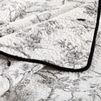 Floral Bird Printed Cotton Quilted Bedspread, Queen Size - Appears New&nbsp;