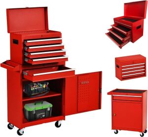 5-Drawers Rolling Tool Chest with Detachable Tool Box