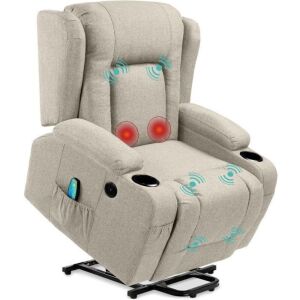 Electric Power Lift Recliner Massage Chair w/ Heat, USB Port, Cupholders