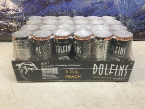 Dolfins by AKCO Peach Energy Drink, 24 Pack - New