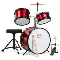 Kids Beginner 3-Piece Drum, Musical Instrument Set w/ Sticks, Stool, Pedal&nbsp;