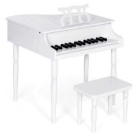Kids Mini Wooden Grand Piano w/ Lid, Bench, Music Rack, Song Book, Stickers&nbsp;