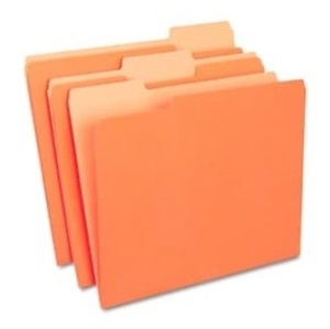 Staples File Folder, 1/3 Cut, Letter Size, Orange, 100/Box