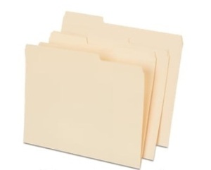 Staples File Folder, 1/3 Cut Tab, Letter Size, Manila, 100/Box