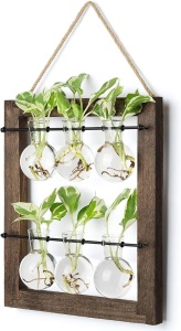 Mkono Double Layer Wall Hanging Glass Planter, 6 Bulb Vase