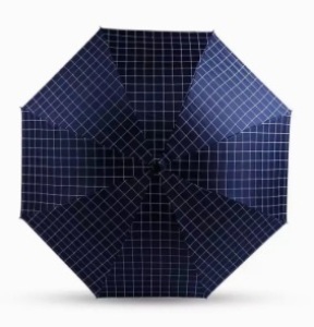 Blue Grid Umbrella, Square Edges