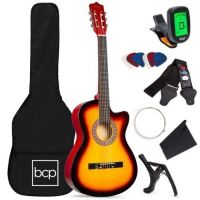 Beginner Acoustic Cutaway Guitar Set w/ Case, Strap, Capo - 38in&nbsp;