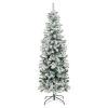 6' Snow Flocked Artificial Pencil Christmas Tree w/ Stand 