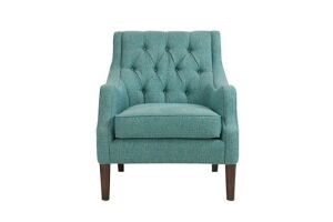 Madison Park Qwen Button Tufted Chair in Teal 