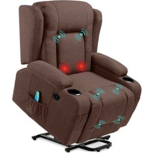 Electric Power Lift Recliner Massage Chair w/ Heat, USB Port, Cupholders 